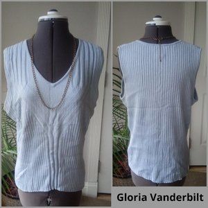 Gloria Vanderbilt Ice Blue Ribbed Shell